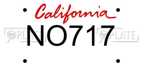 NO717 California License Plate