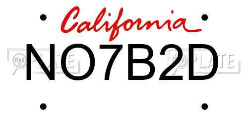 NO7B2D California License Plate