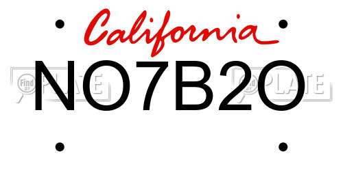 NO7B2O California License Plate