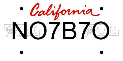 NO7B7O California License Plate