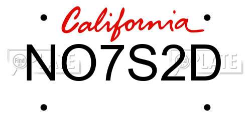 NO7S2D California License Plate