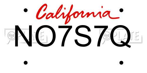 NO7S7Q California License Plate