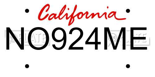 NO924ME California License Plate