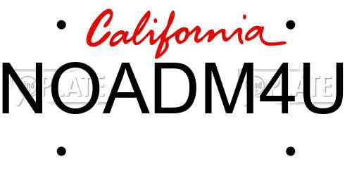 NOADM4U California License Plate