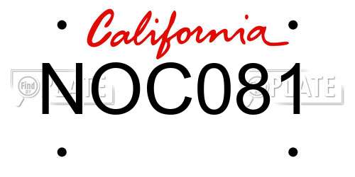 NOC081 California License Plate
