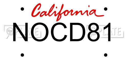 NOCD81 California License Plate