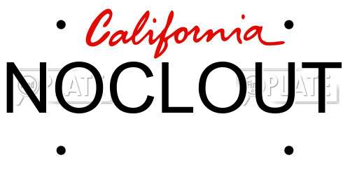 NOCLOUT California License Plate