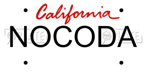 NOCODA California License Plate