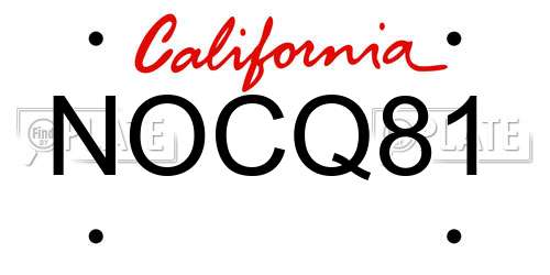 NOCQ81 California License Plate