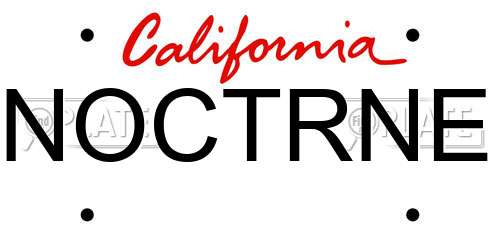 NOCTRNE California License Plate