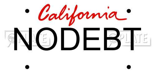 NODEBT California License Plate