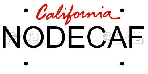 NODECAF California License Plate