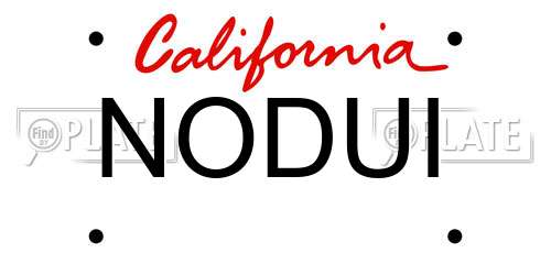 NODUI California License Plate
