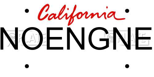 NOENGNE California License Plate