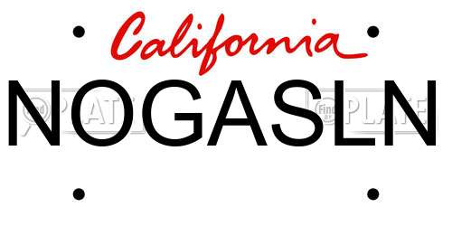 NOGASLN California License Plate