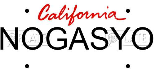 NOGASYO California License Plate