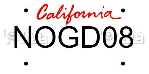 NOGD08 California License Plate