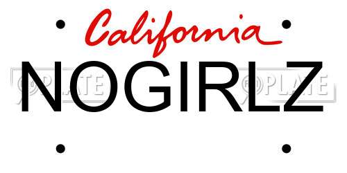 NOGIRLZ California License Plate