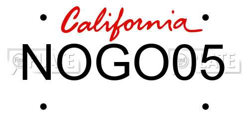 NOGO05 California License Plate