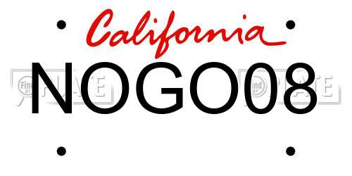 NOGO08 California License Plate
