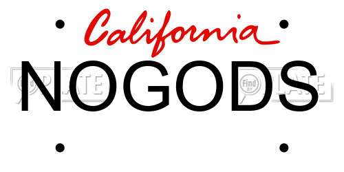 NOGODS California License Plate