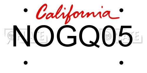 NOGQ05 California License Plate