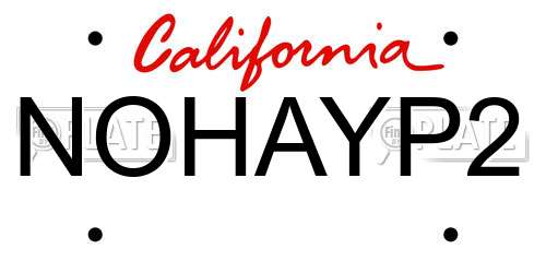 NOHAYP2 California License Plate