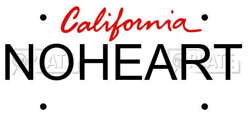 NOHEART California License Plate