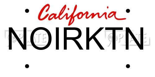 NOIRKTN California License Plate