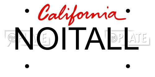 NOITALL California License Plate