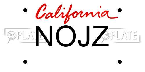 NOJZ California License Plate