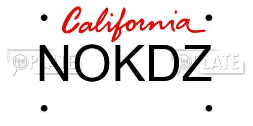 NOKDZ California License Plate
