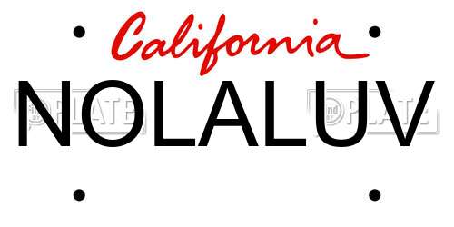 NOLALUV California License Plate