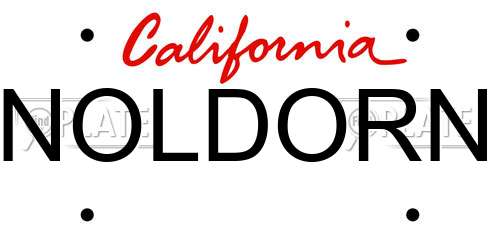 NOLDORN California License Plate