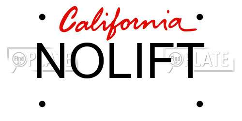 NOLIFT California License Plate