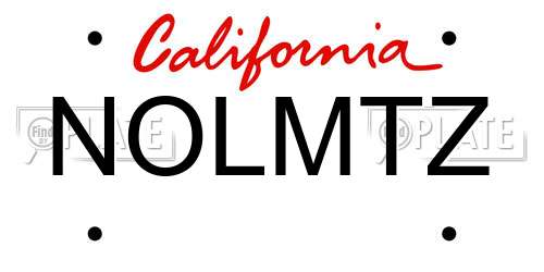 NOLMTZ California License Plate