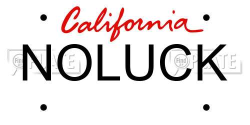 NOLUCK California License Plate