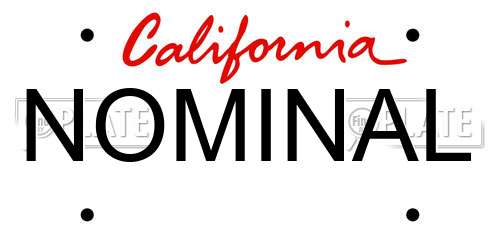 NOMINAL California License Plate