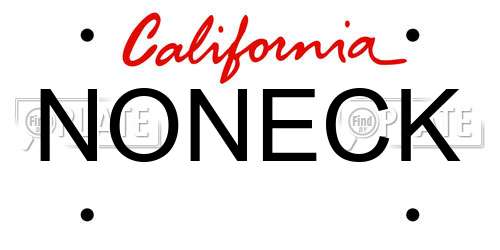 NONECK California License Plate