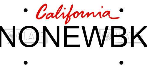 NONEWBK California License Plate