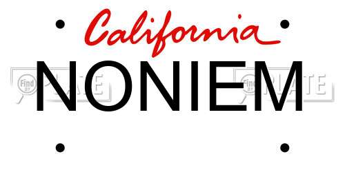NONIEM California License Plate