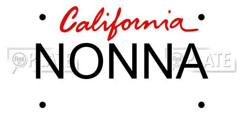 NONNA California License Plate