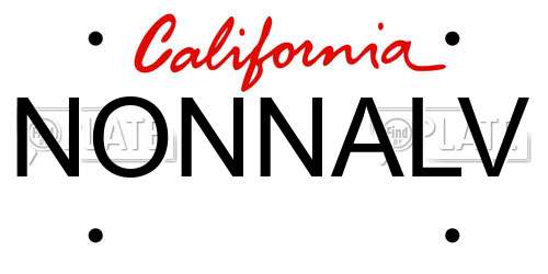 NONNALV California License Plate