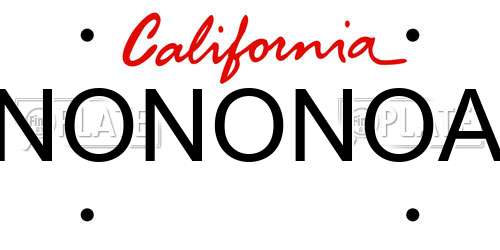 NONONOA California License Plate