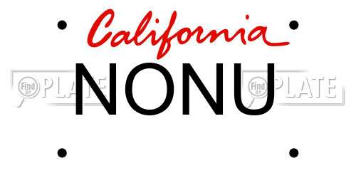 NONU California License Plate
