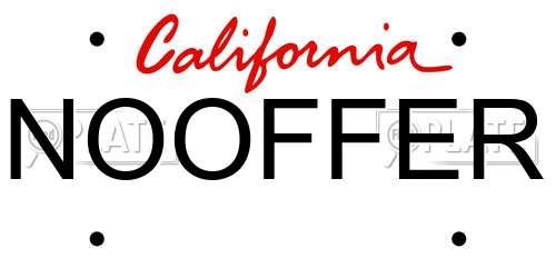 NOOFFER California License Plate