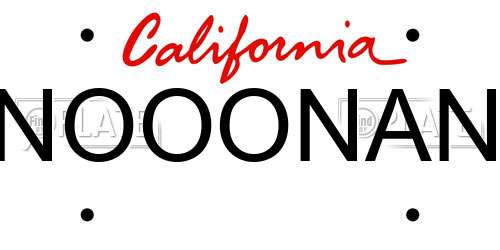 NOOONAN California License Plate