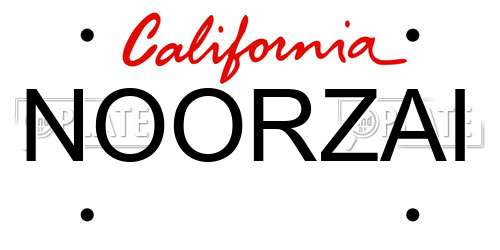 NOORZAI California License Plate