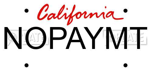 NOPAYMT California License Plate