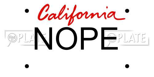 NOPE California License Plate